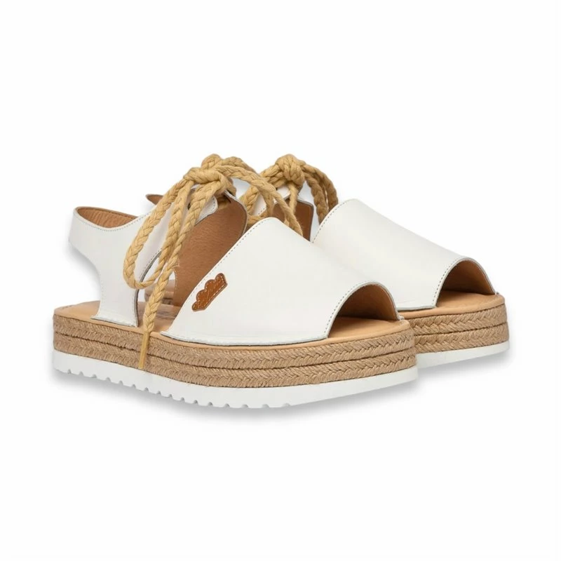 Abarcas Menorquinas Mujer Piel Plataforma Plantilla Acolchada 1245 Blanco, De Eva Mañas 4 Abarcas Menorquinas Mujer Piel Plataforma Plantilla Acolchada 1245 Blanco, De Eva Mañas - Imagen 2