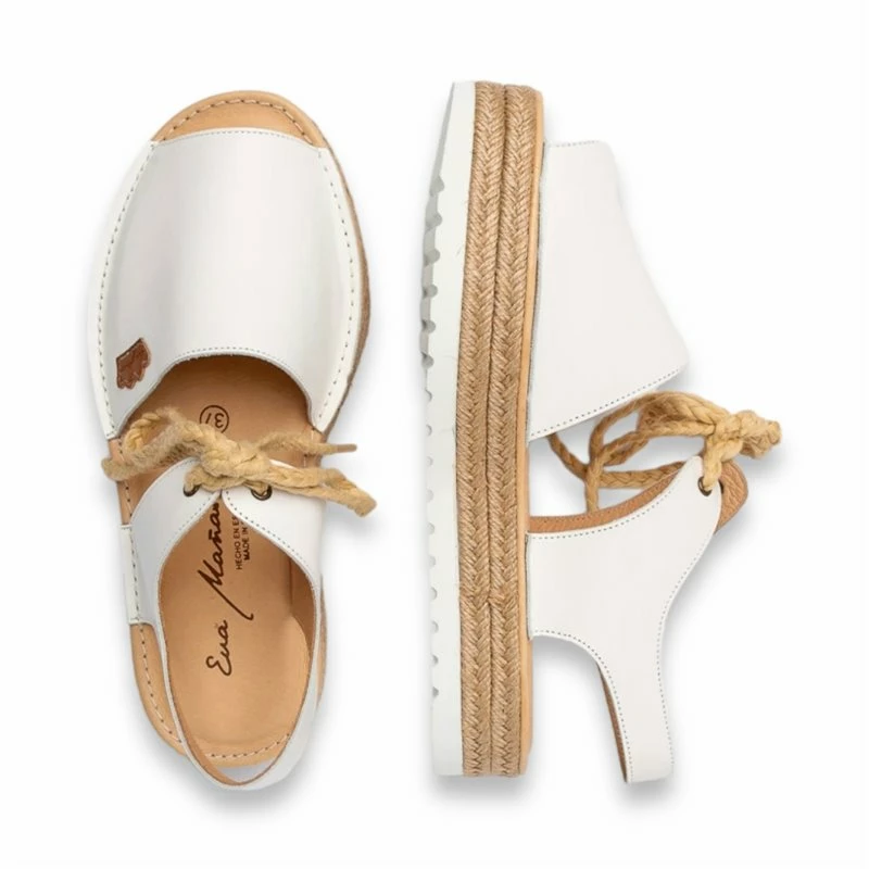 Abarcas Menorquinas Mujer Piel Plataforma Plantilla Acolchada 1245 Blanco, De Eva Mañas 5 Abarcas Menorquinas Mujer Piel Plataforma Plantilla Acolchada 1245 Blanco, De Eva Mañas - Imagen 3