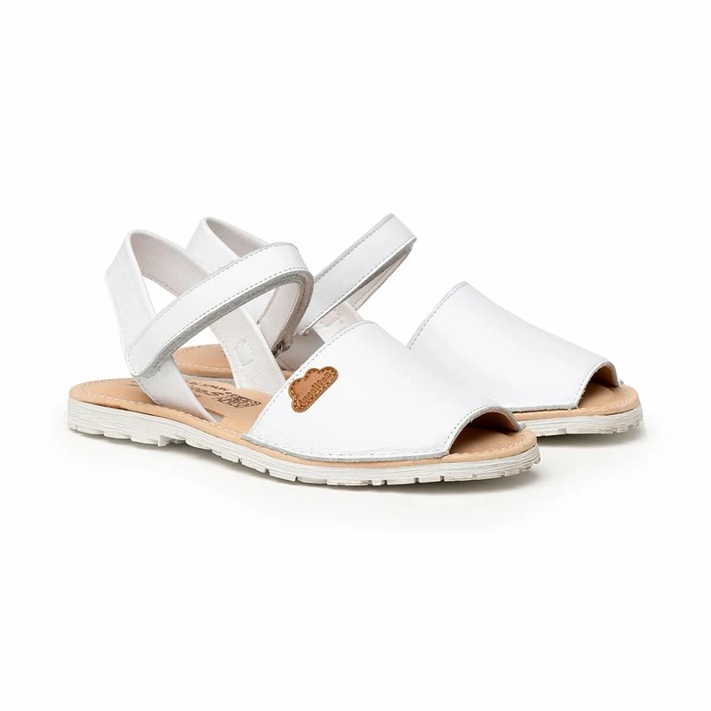 Abarcas Menorquinas Niña Piel Napa Plantilla Acolchada Velcro 220 Blanco, De Angelitos 4 Abarcas Menorquinas Niña Piel Napa Plantilla Acolchada Velcro 220 Blanco, De Angelitos - Imagen 2