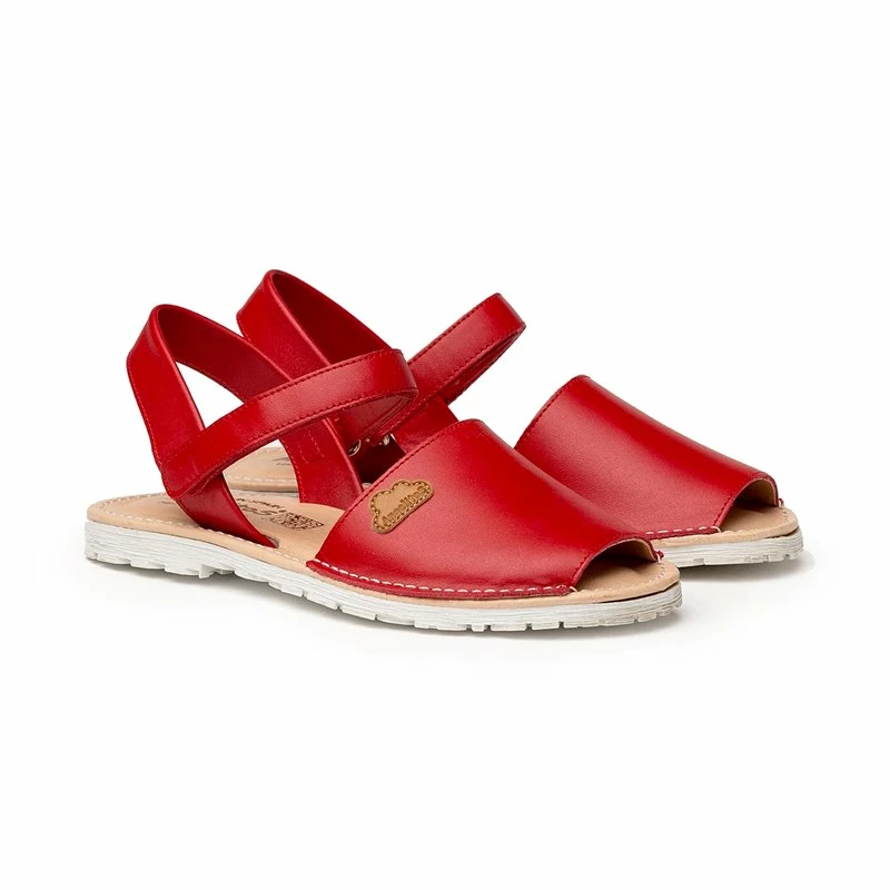 Abarcas Menorquinas Niña Piel Napa Plantilla Acolchada Velcro 220 Rojo, De Angelitos 4 Abarcas Menorquinas Niña Piel Napa Plantilla Acolchada Velcro 220 Rojo, De Angelitos - Imagen 2