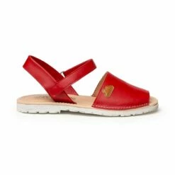 Abarcas Menorquinas Niña Piel Napa Plantilla Acolchada Velcro 220 Rojo, De Angelitos