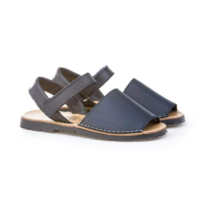 Abarcas Menorquinas Niña Piel Napa Velcro 202 Marino, De Angelitos 4 Abarcas Menorquinas Niña Piel Napa Velcro 202 Marino, De Angelitos - Imagen 2