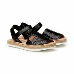 Abarcas Menorquinas Niña Piel Y Lentejuelas Plantilla Acolchada Velcro 224 Negro, De Angelitos -BOUTTYE Ventas abarcas menorquinas nina piel y lentejuelas plantilla acolchada velcro 224 negro de angelitos 1