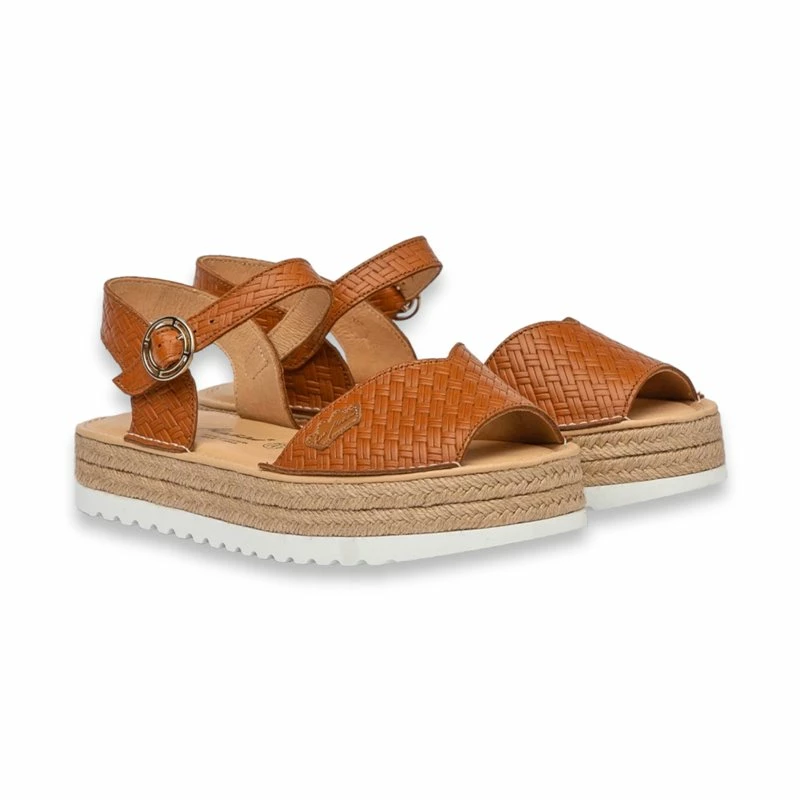 Abarcas Menorquinas Plataforma Mujer Piel Grabada Hebilla Y Plantilla Acolchada 1247 Cuero, De Eva Mañas 4 Abarcas Menorquinas Plataforma Mujer Piel Grabada Hebilla Y Plantilla Acolchada 1247 Cuero, De Eva Mañas - Imagen 2