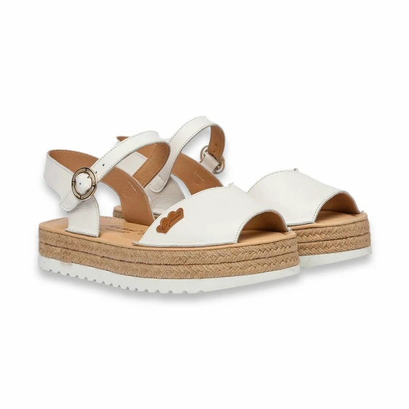 Abarcas Menorquinas Plataforma Mujer Piel Hebilla Y Plantilla Acolchada 1246 Blanco, De Eva Mañas 4 Abarcas Menorquinas Plataforma Mujer Piel Hebilla Y Plantilla Acolchada 1246 Blanco, De Eva Mañas - Imagen 2