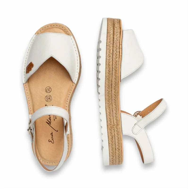 Abarcas Menorquinas Plataforma Mujer Piel Hebilla Y Plantilla Acolchada 1246 Blanco, De Eva Mañas 5 Abarcas Menorquinas Plataforma Mujer Piel Hebilla Y Plantilla Acolchada 1246 Blanco, De Eva Mañas - Imagen 3