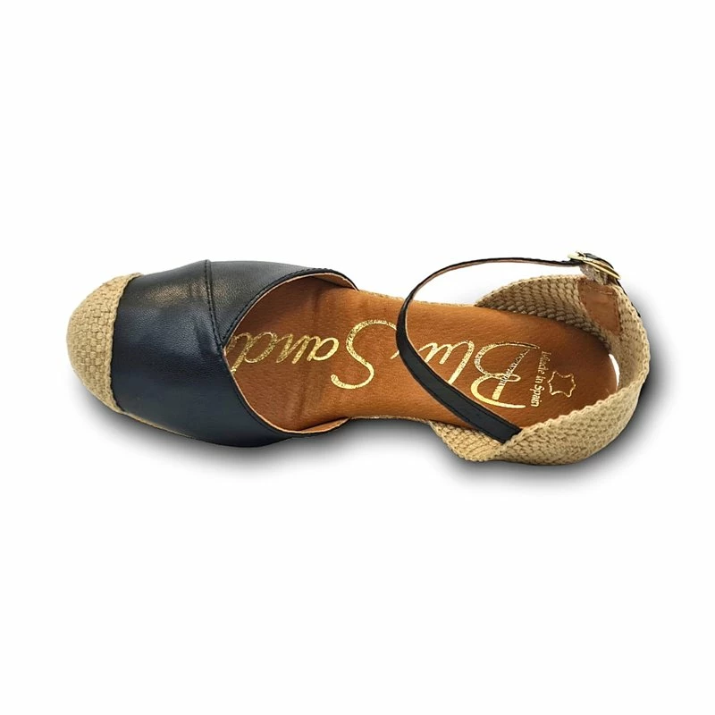 Alpargatas Valencianas Cuña Alta Mujer Piel Metalizada Plantilla Acolchada 1502 Negro, De Blusandal 8 Alpargatas Valencianas Cuña Alta Mujer Piel Metalizada Plantilla Acolchada 1502 Negro, De Blusandal - Imagen 6