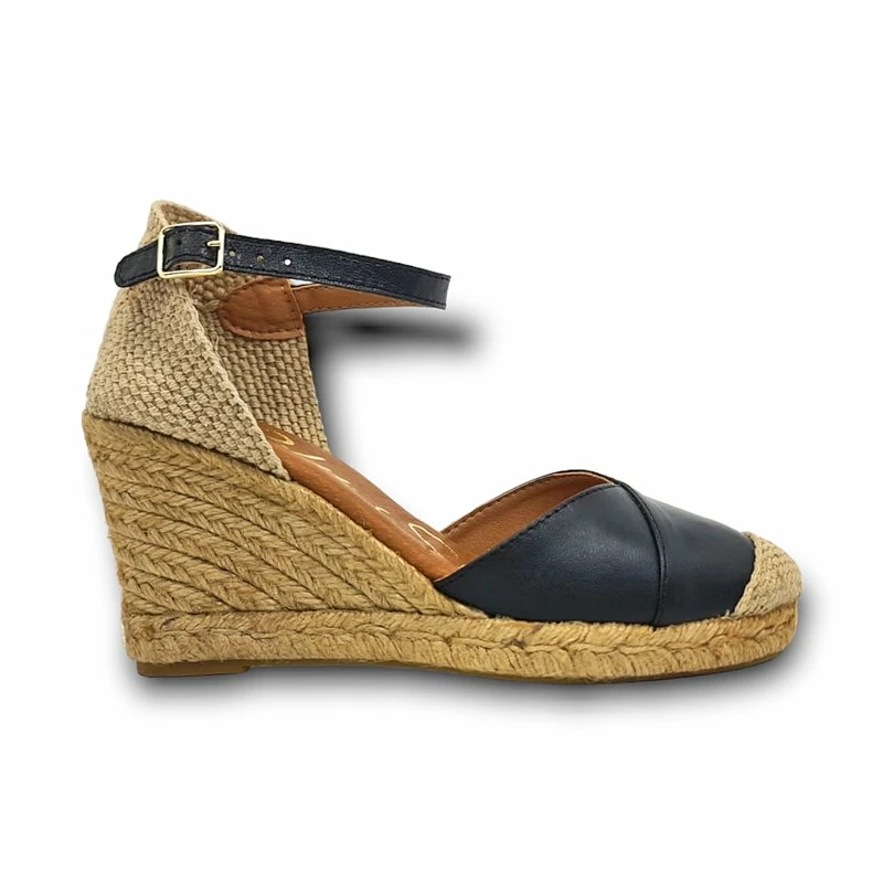 Alpargatas Valencianas Cuña Alta Mujer Piel Metalizada Plantilla Acolchada 1502 Negro, De Blusandal 3 Alpargatas Valencianas Cuña Alta Mujer Piel Metalizada Plantilla Acolchada 1502 Negro, De Blusandal