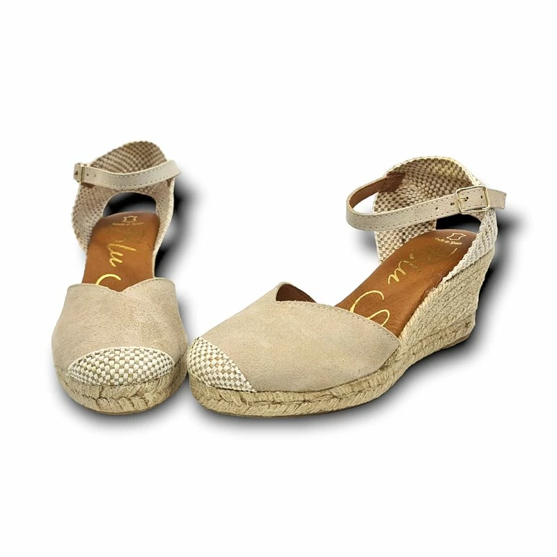 Alpargatas Valencianas Cuña Baja Mujer Piel Plantilla Acolchada 1509 Beige, De Blusandal 7 Alpargatas Valencianas Cuña Baja Mujer Piel Plantilla Acolchada 1509 Beige, De Blusandal - Imagen 5
