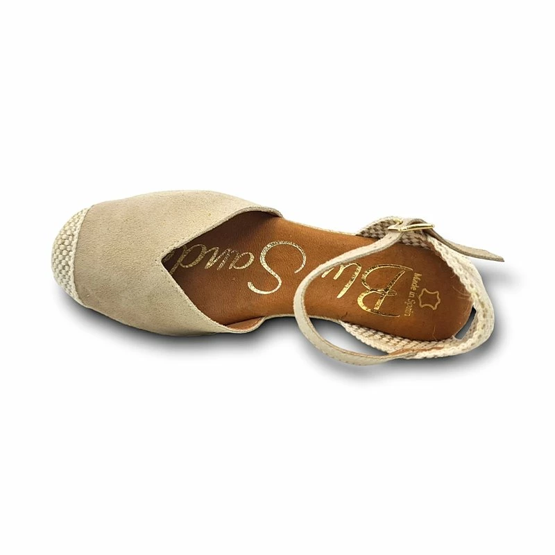 Alpargatas Valencianas Cuña Baja Mujer Piel Plantilla Acolchada 1509 Beige, De Blusandal 8 Alpargatas Valencianas Cuña Baja Mujer Piel Plantilla Acolchada 1509 Beige, De Blusandal - Imagen 6