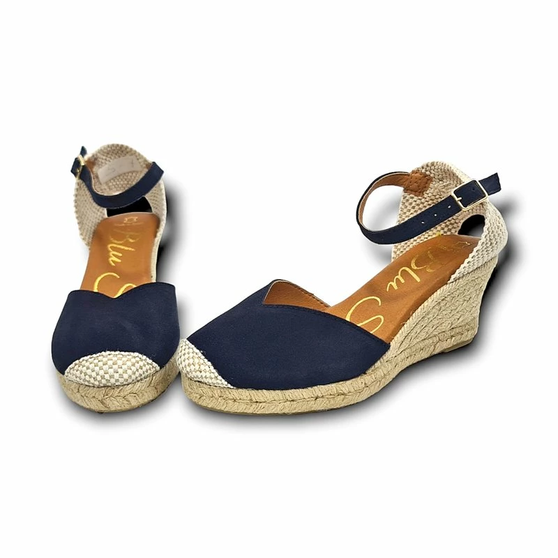 Alpargatas Valencianas Cuña Baja Mujer Piel Plantilla Acolchada 1509 Marino, De Blusandal 7 Alpargatas Valencianas Cuña Baja Mujer Piel Plantilla Acolchada 1509 Marino, De Blusandal - Imagen 5