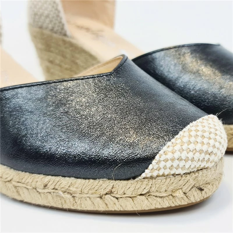 Alpargatas Valencianas Cuña Baja Mujer Piel Y Textil Plantilla Acolchada 295 Negro, De Amelie 4 Alpargatas Valencianas Cuña Baja Mujer Piel Y Textil Plantilla Acolchada 295 Negro, De Amelie - Imagen 2