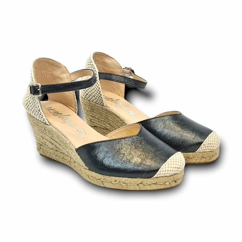 Alpargatas Valencianas Cuña Baja Mujer Piel Y Textil Plantilla Acolchada 295 Negro, De Amelie 7 Alpargatas Valencianas Cuña Baja Mujer Piel Y Textil Plantilla Acolchada 295 Negro, De Amelie - Imagen 5