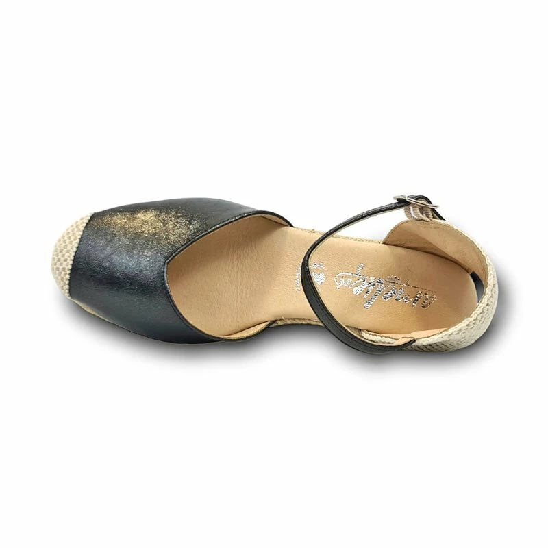 Alpargatas Valencianas Cuña Baja Mujer Piel Y Textil Plantilla Acolchada 295 Negro, De Amelie 8 Alpargatas Valencianas Cuña Baja Mujer Piel Y Textil Plantilla Acolchada 295 Negro, De Amelie - Imagen 6