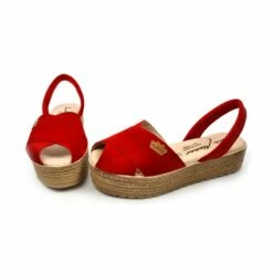 Avarcas Menorquinas Cruzadas Mujer Piel Ante Plataforma Plantilla Acolchada 1257 Rojo, De Eva Mañas -BOUTTYE Ventas avarcas menorquinas cruzadas mujer piel ante plataforma plantilla acolchada 1257 rojo de eva manas 5