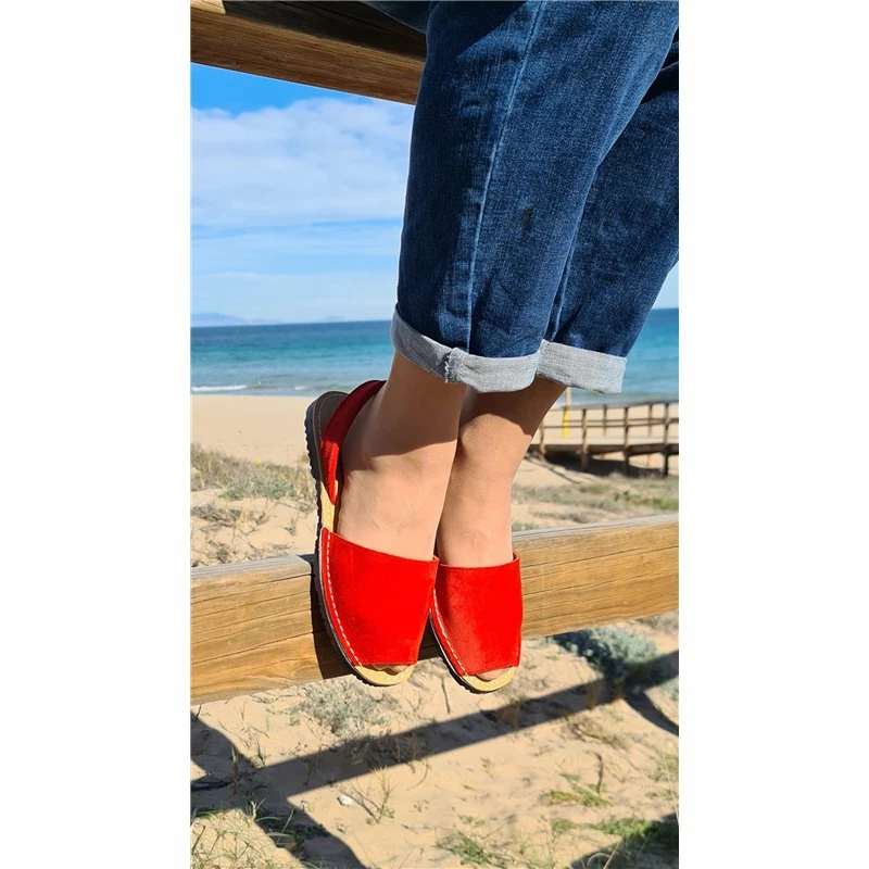 Avarcas Menorquinas Mujer Piel Ante Planas 202 Rojo, De C. Ortuño 6 Avarcas Menorquinas Mujer Piel Ante Planas 202 Rojo, De C. Ortuño - Imagen 4