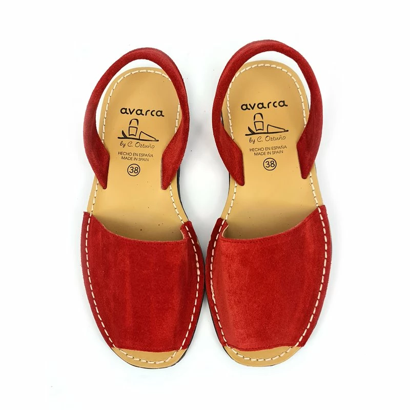 Avarcas Menorquinas Mujer Piel Ante Planas 202 Rojo, De C. Ortuño 9 Avarcas Menorquinas Mujer Piel Ante Planas 202 Rojo, De C. Ortuño - Imagen 7