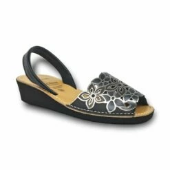 Avarcas Menorquinas Mujer Piel Grabada Cuña 1287 Negro, De C. Ortuño -BOUTTYE Ventas avarcas menorquinas mujer piel grabada cuna 1287 negro de c ortuno 2