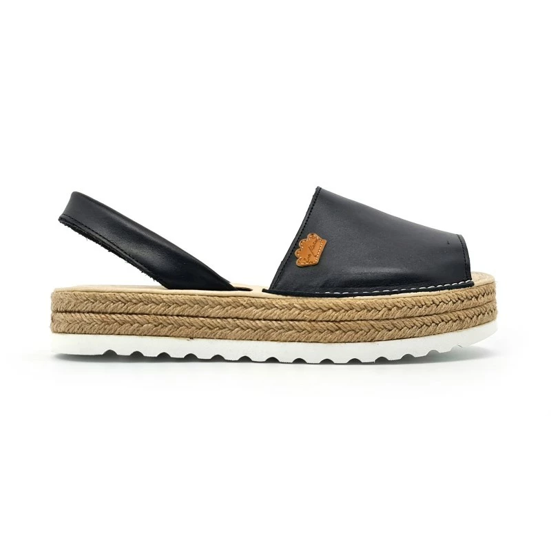 Avarcas Menorquinas Mujer Piel Plataforma Plantilla Acolchada 1252 Negro, De Eva Mañas 3 Avarcas Menorquinas Mujer Piel Plataforma Plantilla Acolchada 1252 Negro, De Eva Mañas