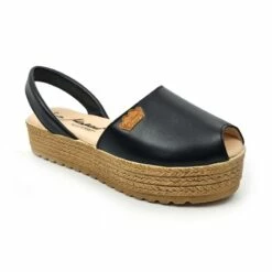 Avarcas Menorquinas Mujer Piel Plataforma Plantilla Acolchada 1258 Negro, De Eva Mañas -BOUTTYE Ventas avarcas menorquinas mujer piel plataforma plantilla acolchada 1258 negro de eva manas 2