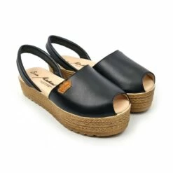 Avarcas Menorquinas Mujer Piel Plataforma Plantilla Acolchada 1258 Negro, De Eva Mañas -BOUTTYE Ventas avarcas menorquinas mujer piel plataforma plantilla acolchada 1258 negro de eva manas 3