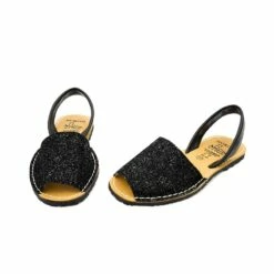 Avarcas Menorquinas Mujer Piel Purpurina 275GLI-1 Negro, De C. Ortuño -BOUTTYE Ventas avarcas menorquinas mujer piel purpurina 275gli 1 negro de c ortuno 4