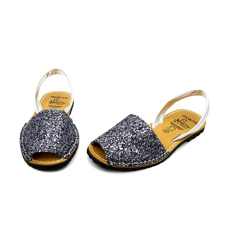 Avarcas Menorquinas Mujer Piel Purpurina 275GLI-1 Plomo, De C. Ortuño 6 Avarcas Menorquinas Mujer Piel Purpurina 275GLI-1 Plomo, De C. Ortuño - Imagen 4