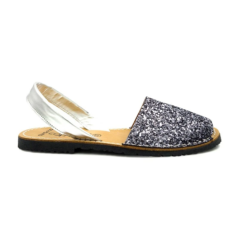 Avarcas Menorquinas Mujer Piel Purpurina 275GLI-1 Plomo, De C. Ortuño 3 Avarcas Menorquinas Mujer Piel Purpurina 275GLI-1 Plomo, De C. Ortuño