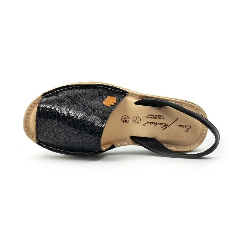 Avarcas Menorquinas Mujer Piel Y Lentejuelas Plataforma Plantilla Acolchada 1253 Negro, De Eva Mañas 7 Avarcas Menorquinas Mujer Piel Y Lentejuelas Plataforma Plantilla Acolchada 1253 Negro, De Eva Mañas - Imagen 5