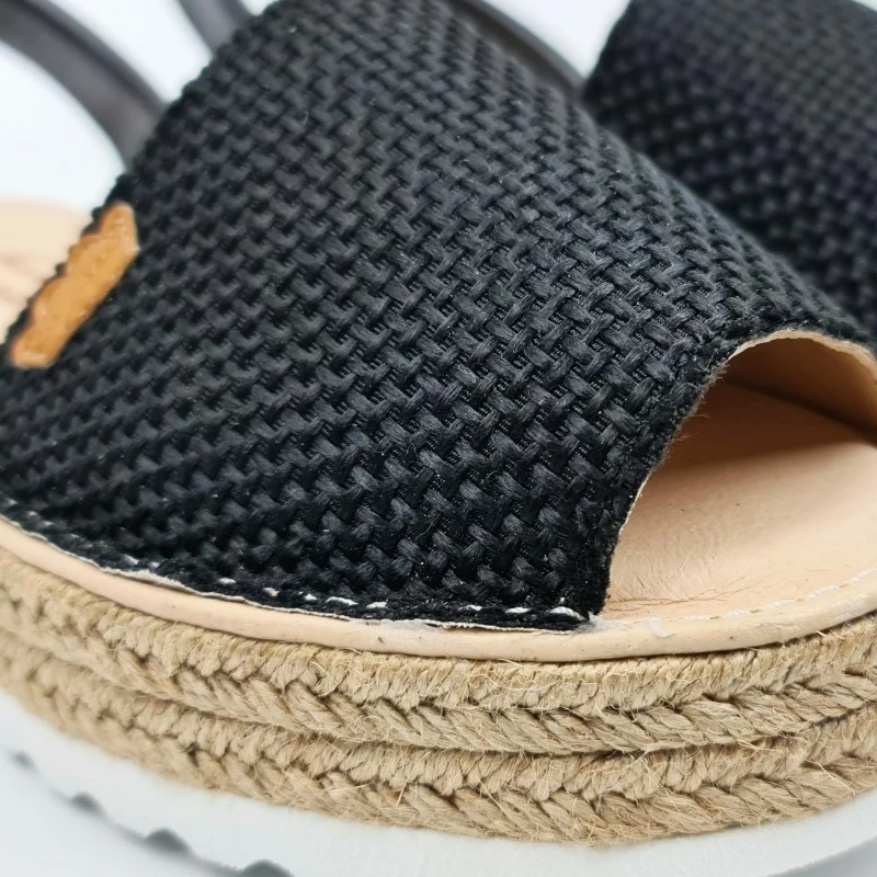 Avarcas Menorquinas Mujer Piel Y Saco Plataforma Plantilla Acolchada 1250 Negro, De Eva Mañas 4 Avarcas Menorquinas Mujer Piel Y Saco Plataforma Plantilla Acolchada 1250 Negro, De Eva Mañas - Imagen 2