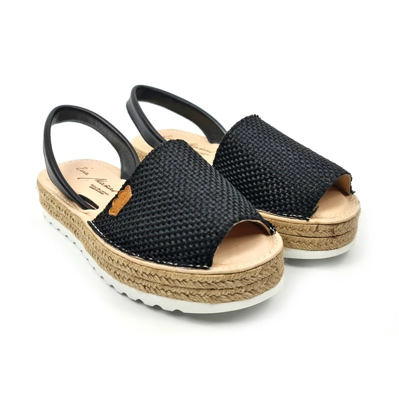 Avarcas Menorquinas Mujer Piel Y Saco Plataforma Plantilla Acolchada 1250 Negro, De Eva Mañas 6 Avarcas Menorquinas Mujer Piel Y Saco Plataforma Plantilla Acolchada 1250 Negro, De Eva Mañas - Imagen 4