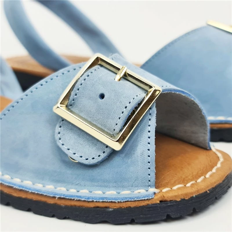 Avarcas Menorquinas Planas Mujer Piel Ante Plantilla Acolchada 2437 Celeste, De C. Ortuño 4 Avarcas Menorquinas Planas Mujer Piel Ante Plantilla Acolchada 2437 Celeste, De C. Ortuño - Imagen 2