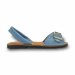 Avarcas Menorquinas Planas Mujer Piel Ante Plantilla Acolchada 2437 Celeste, De C. Ortuño