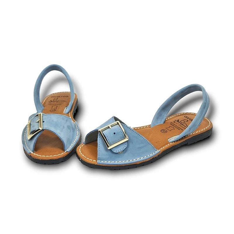 Avarcas Menorquinas Planas Mujer Piel Ante Plantilla Acolchada 2437 Celeste, De C. Ortuño 6 Avarcas Menorquinas Planas Mujer Piel Ante Plantilla Acolchada 2437 Celeste, De C. Ortuño - Imagen 4