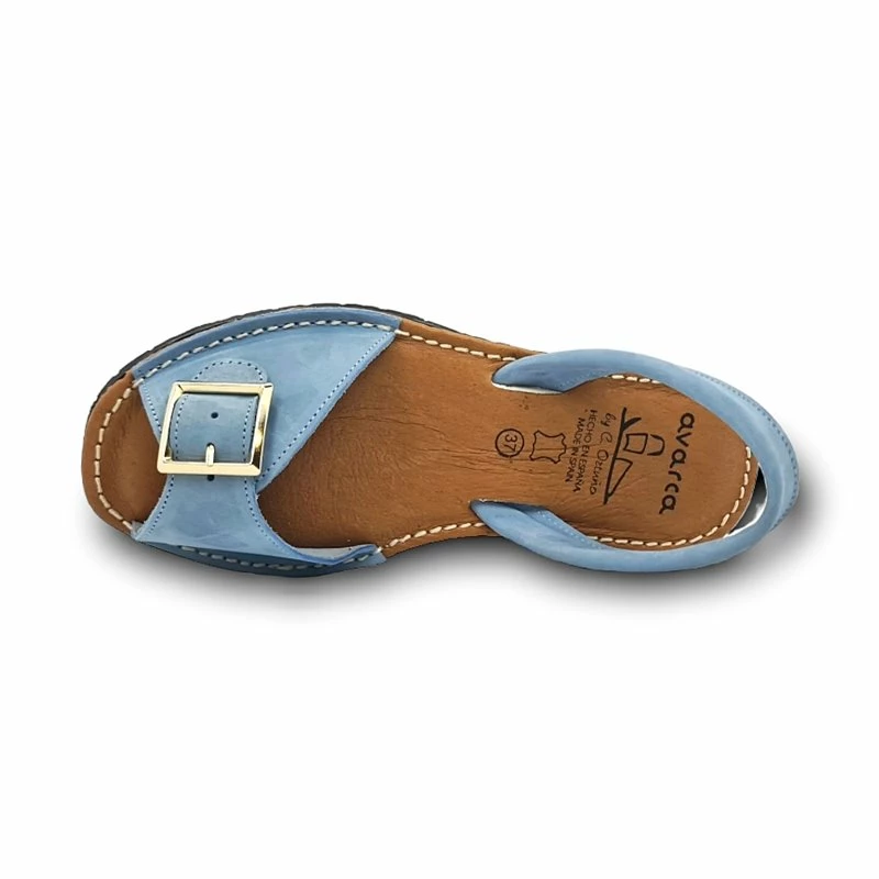 Avarcas Menorquinas Planas Mujer Piel Ante Plantilla Acolchada 2437 Celeste, De C. Ortuño 8 Avarcas Menorquinas Planas Mujer Piel Ante Plantilla Acolchada 2437 Celeste, De C. Ortuño - Imagen 6