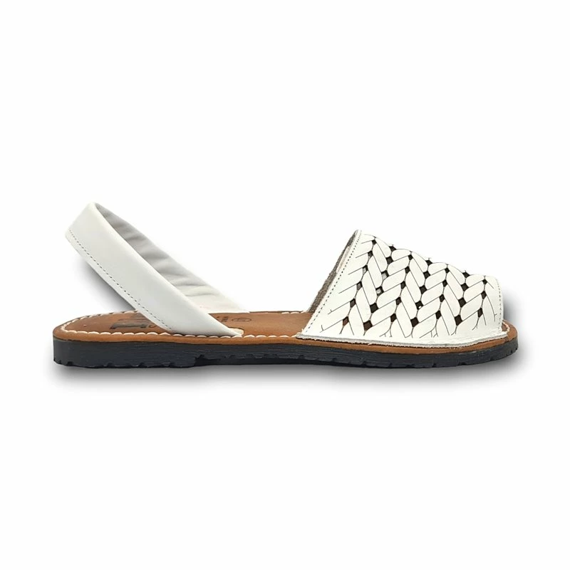 Avarcas Menorquinas Planas Mujer Piel Grabada Plantilla Acolchada 2489 Blanco, De C. Ortuño 3 Avarcas Menorquinas Planas Mujer Piel Grabada Plantilla Acolchada 2489 Blanco, De C. Ortuño