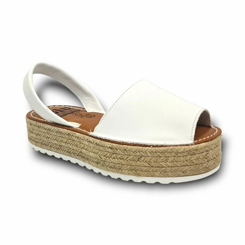 Avarcas Menorquinas Plataforma Mujer Piel Plantillal Acolchada 16201 Blanco, De Blusandal 4 Avarcas Menorquinas Plataforma Mujer Piel Plantillal Acolchada 16201 Blanco, De Blusandal - Imagen 2