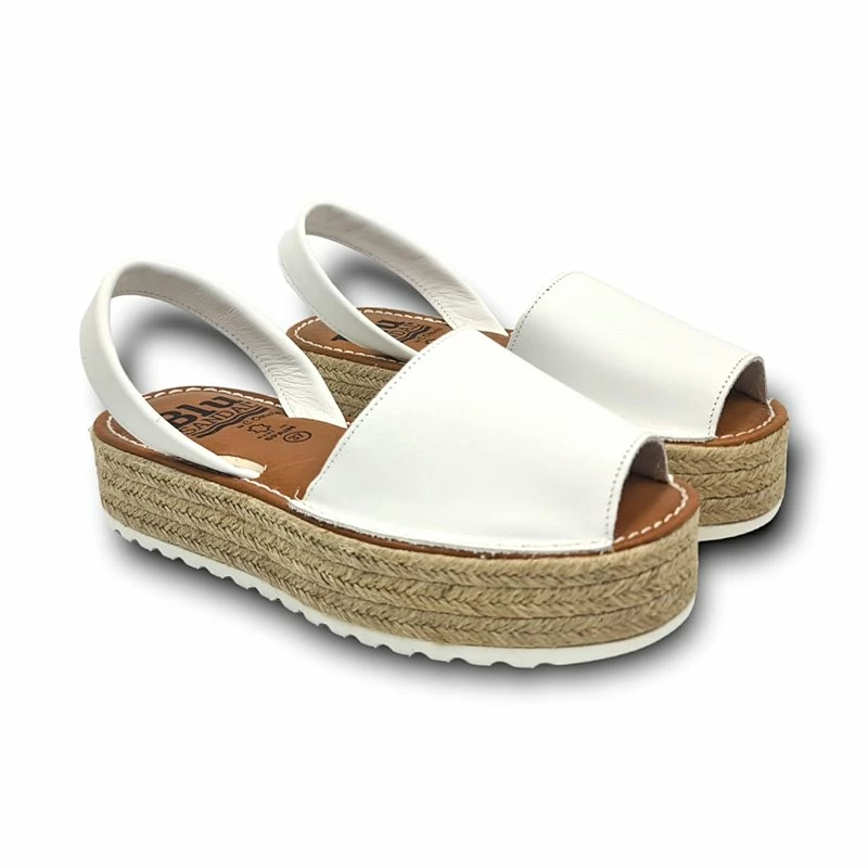 Avarcas Menorquinas Plataforma Mujer Piel Plantillal Acolchada 16201 Blanco, De Blusandal 5 Avarcas Menorquinas Plataforma Mujer Piel Plantillal Acolchada 16201 Blanco, De Blusandal - Imagen 3
