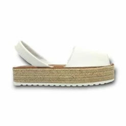 Avarcas Menorquinas Plataforma Mujer Piel Plantillal Acolchada 16201 Blanco, De Blusandal