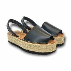 Avarcas Menorquinas Plataforma Mujer Piel Plantillal Acolchada 16201 Negro, De Blusandal -BOUTTYE Ventas avarcas menorquinas plataforma mujer piel plantillal acolchada 16201 negro de blusandal 2