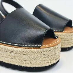 Avarcas Menorquinas Plataforma Mujer Piel Plantillal Acolchada 16201 Negro, De Blusandal -BOUTTYE Ventas avarcas menorquinas plataforma mujer piel plantillal acolchada 16201 negro de blusandal 3