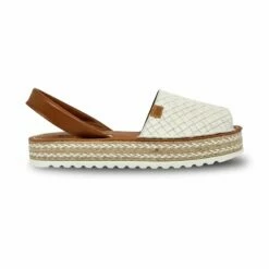 Avarcas Menorquinas Plataforma Mujer Piel Trenzada Plantilla Acolchada 10462 Blanco, De C. Ortuño