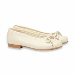 Bailarina Ceremonia Niña Cordón Rizado Metalizado 1570 Beige, De Angelitos -BOUTTYE Ventas bailarina ceremonia nina cordon rizado metalizado 1570 beige de angelitos 2