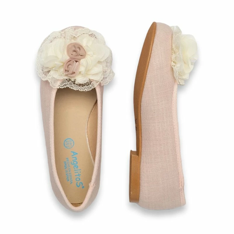 Bailarina Ceremonia Niña Lino Flores De Tul 985 Rosa, De Angelitos 4 Bailarina Ceremonia Niña Lino Flores De Tul 985 Rosa, De Angelitos - Imagen 2