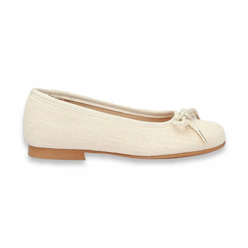 Bailarina Ceremonia Niña Lino Lazo Textil 1568 Beige, De Angelitos 3 Bailarina Ceremonia Niña Lino Lazo Textil 1568 Beige, De Angelitos