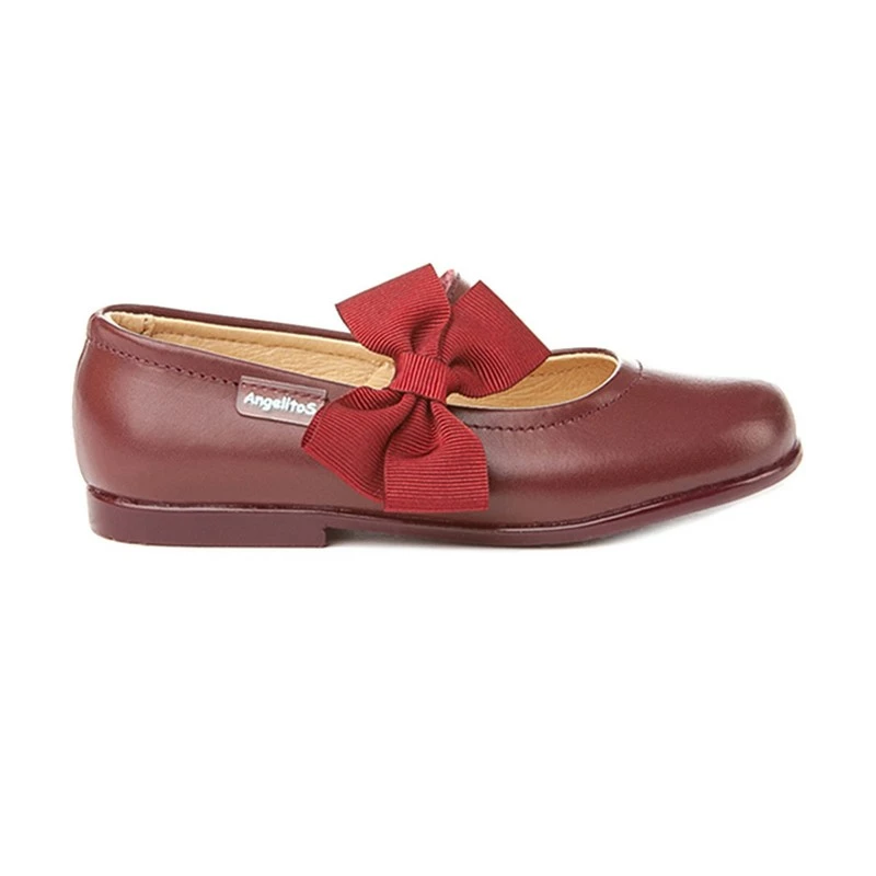 Bailarinas Colegiales Infantil Niña Piel Velcro Lacito 519 Burdeos, De Angelitos 4 Bailarinas Colegiales Infantil Niña Piel Velcro Lacito 519 Burdeos, De Angelitos - Imagen 2