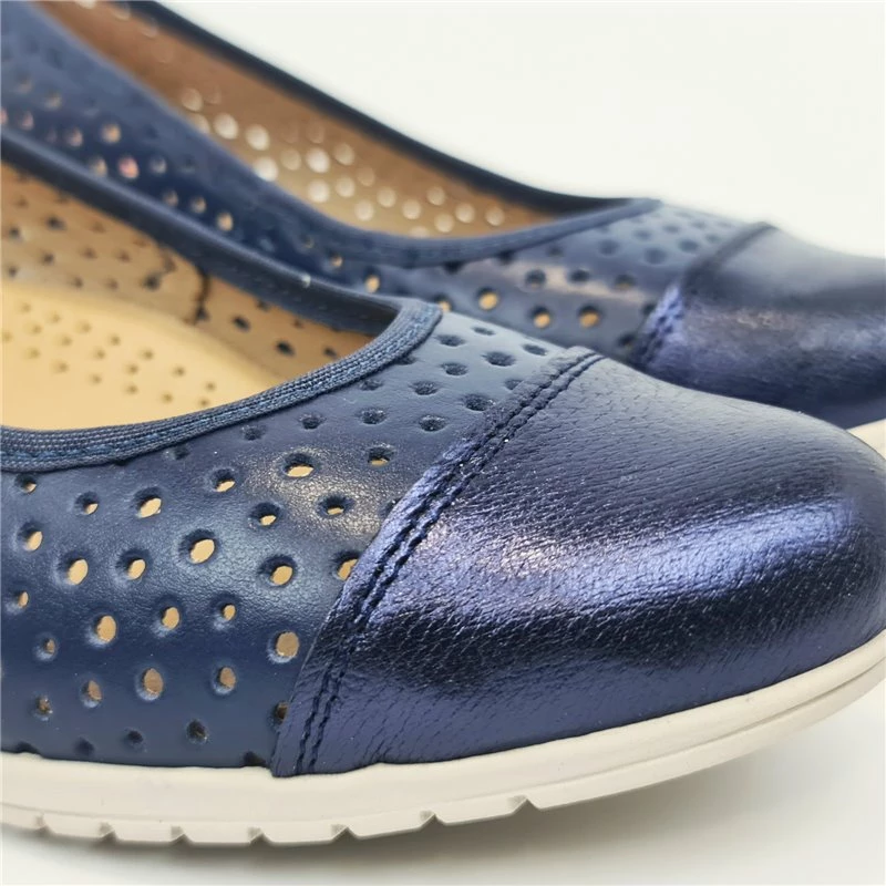 Bailarinas Cuña Mujer Piel Calada Plantilla Extraíble 7034 Marino, De Tupié 6 Bailarinas Cuña Mujer Piel Calada Plantilla Extraíble 7034 Marino, De Tupié - Imagen 4