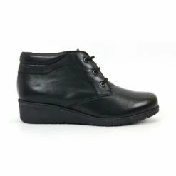 Botines Cómodos Mujer Piel Cuña Cordones Plantilla Extraíble 70241 Negro, De Tupié