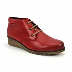 Botines Cómodos Mujer Piel Cuña Cordones Plantilla Extraíble 70241 Rojo, De Tupié -BOUTTYE Ventas botines comodos mujer piel cuna cordones plantilla extraible 70241 rojo de tupie 2