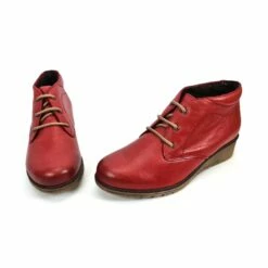 Botines Cómodos Mujer Piel Cuña Cordones Plantilla Extraíble 70241 Rojo, De Tupié -BOUTTYE Ventas botines comodos mujer piel cuna cordones plantilla extraible 70241 rojo de tupie 4
